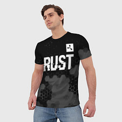 Футболка мужская Rust glitch на темном фоне посередине, цвет: 3D-принт — фото 2
