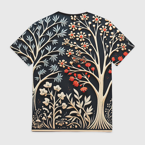 Мужская футболка Новогодние узоры и деревья / 3D-принт – фото 2