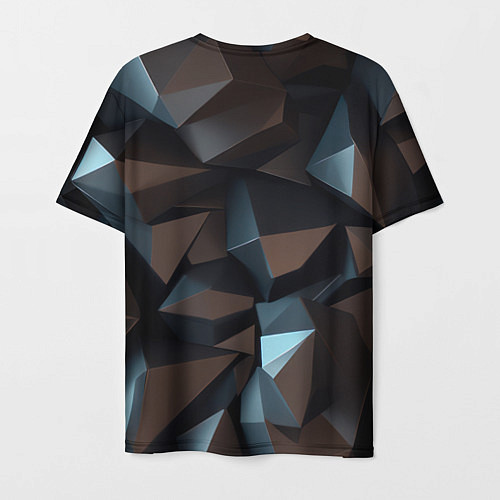 Мужская футболка Черная геометрическая абстракция - объемные грани / 3D-принт – фото 2