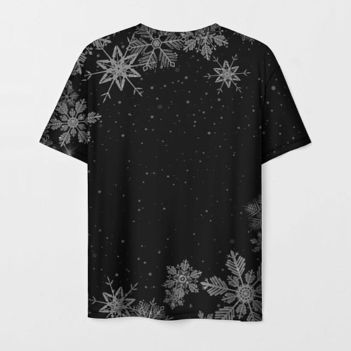 Мужская футболка Новогодний лыжник на темном фоне / 3D-принт – фото 2