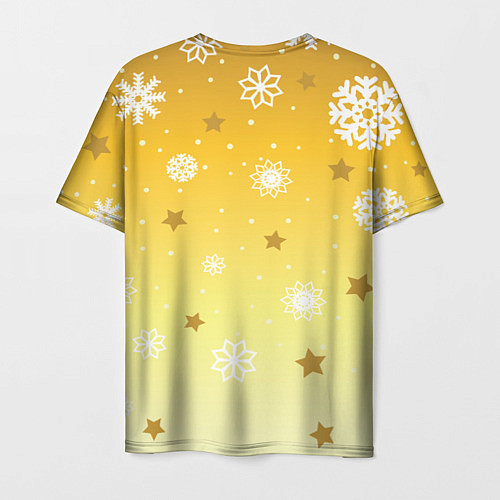Мужская футболка Снежинки и звезды на желтом / 3D-принт – фото 2