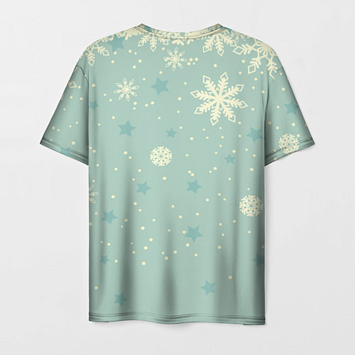 Мужская футболка Снежинки и звезды на матно зеленем / 3D-принт – фото 2