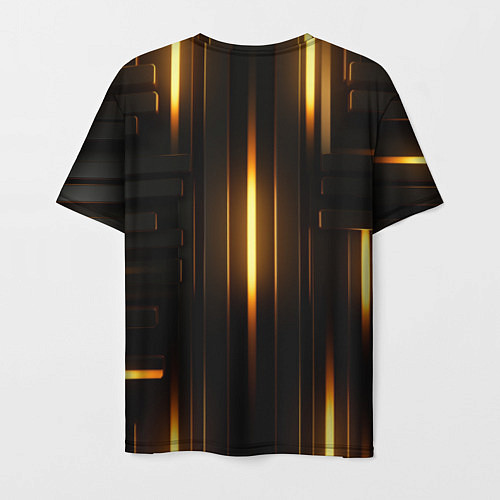 Мужская футболка Неоновый узор черное золото стене / 3D-принт – фото 2
