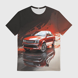Футболка мужская Автомобиль на абстрактном фоне, цвет: 3D-принт