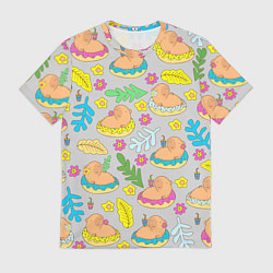 Мужская футболка Семья капибар на отдыхе