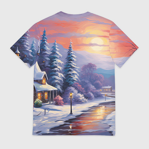 Мужская футболка Заснеженный новогодний лес чудес / 3D-принт – фото 2
