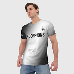 Футболка мужская Scorpions glitch на светлом фоне посередине, цвет: 3D-принт — фото 2