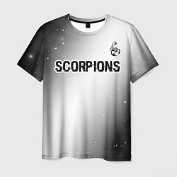 Футболка мужская Scorpions glitch на светлом фоне посередине, цвет: 3D-принт
