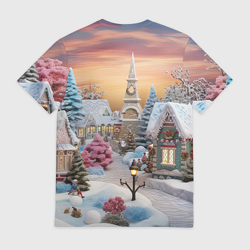 Мужская футболка Праздник в заснеженном лесу / 3D-принт – фото 2