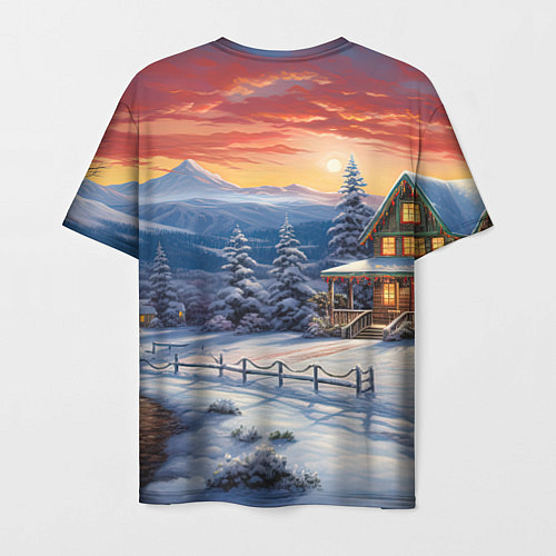 Мужская футболка Зимний праздник в сказочном городке / 3D-принт – фото 2