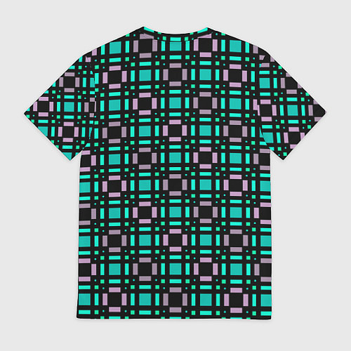 Мужская футболка Зелено-сиреневый с черный клетчатый узор / 3D-принт – фото 2