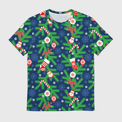 Мужская футболка Новогодние игрушки на ёлке
