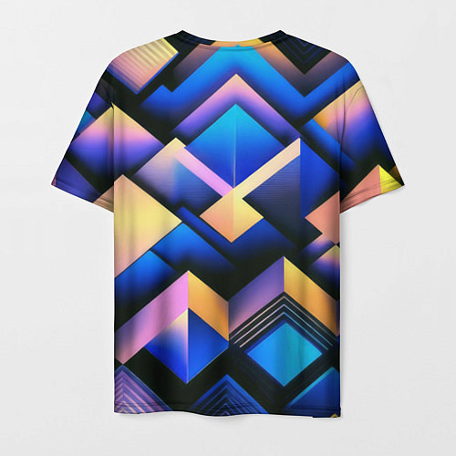 Мужская футболка Неоновые абстрактные горы / 3D-принт – фото 2