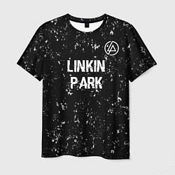 Футболка мужская Linkin Park glitch на темном фоне посередине, цвет: 3D-принт