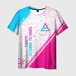 Мужская футболка Thirty Seconds to Mars neon gradient style вертика