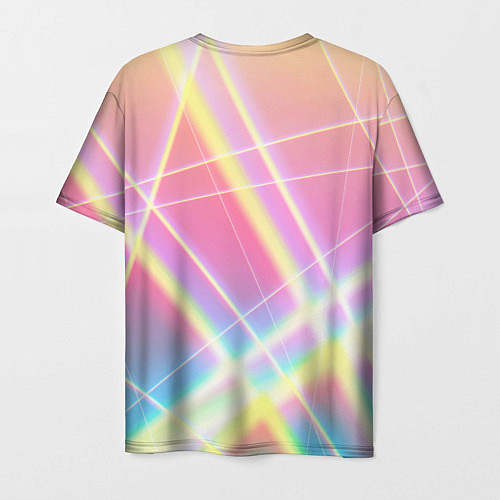 Мужская футболка Хаотичные неоновые линии / 3D-принт – фото 2