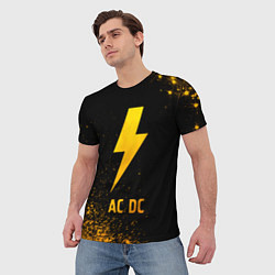 Футболка мужская AC DC - gold gradient, цвет: 3D-принт — фото 2