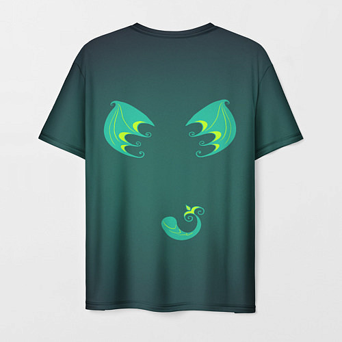 Мужская футболка Зелёные крылья и чешуйчатый хвост / 3D-принт – фото 2