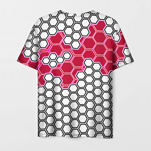 Мужская футболка Красная энерго-броня из шестиугольников / 3D-принт – фото 2