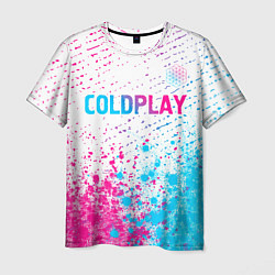 Футболка мужская Coldplay neon gradient style посередине, цвет: 3D-принт