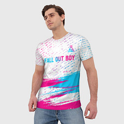 Футболка мужская Fall Out Boy neon gradient style посередине, цвет: 3D-принт — фото 2