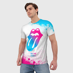 Футболка мужская Rolling Stones neon gradient style, цвет: 3D-принт — фото 2