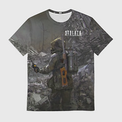 Футболка мужская STALKER 2 одиночка с детектором, цвет: 3D-принт