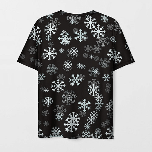 Мужская футболка Снежинки белые на черном / 3D-принт – фото 2