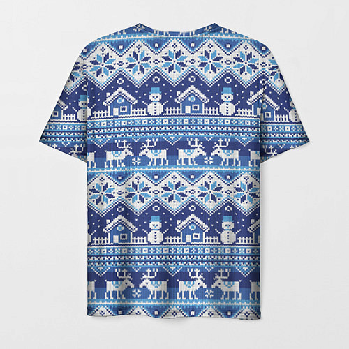 Мужская футболка Вязанный зимний пейзаж с оленями / 3D-принт – фото 2