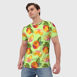 Футболка мужская Мандарины с дольками, цвет: 3D-принт — фото 2