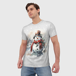 Футболка мужская Снеговик во дворе, цвет: 3D-принт — фото 2