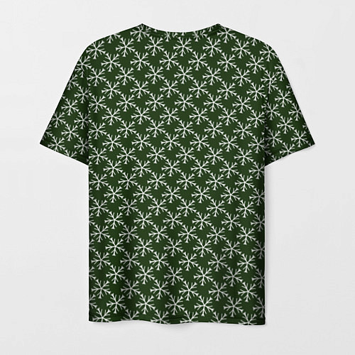 Мужская футболка Паттерн снежинки тёмно-зелёный / 3D-принт – фото 2