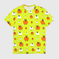 Мужская футболка Стадо овец в поле