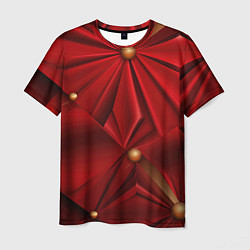 Футболка мужская Красный материал со складками, цвет: 3D-принт