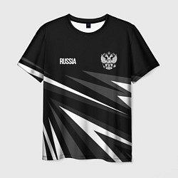 Мужская футболка Russia - black and white geometry