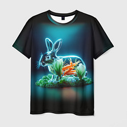 Футболка мужская Прозрачный стеклянный кролик с овощами, цвет: 3D-принт