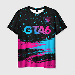 Футболка мужская GTA6 - neon gradient посередине, цвет: 3D-принт