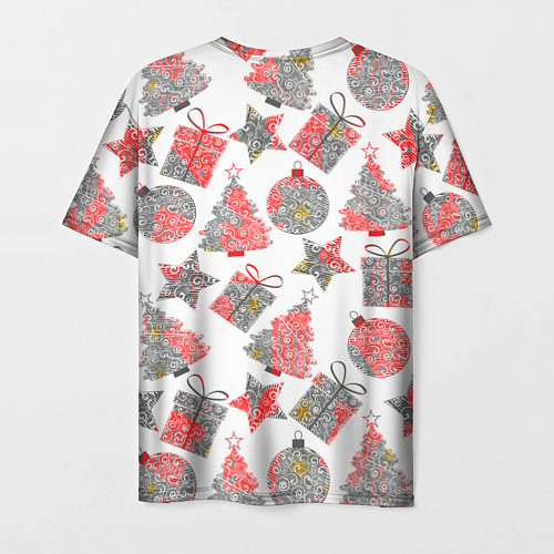 Мужская футболка Праздничные узоры подарки / 3D-принт – фото 2