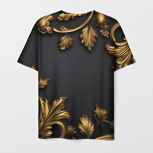 Мужская футболка Золотые объемные листья / 3D-принт – фото 2