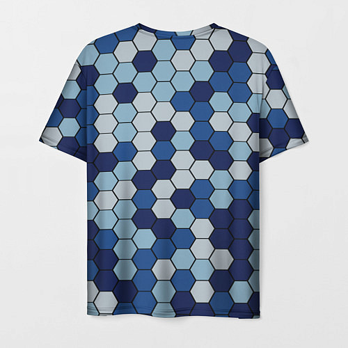 Мужская футболка Камуфляж гексагон синий / 3D-принт – фото 2