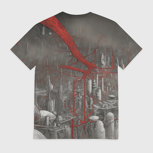 Мужская футболка Биотехнический городской пейзаж / 3D-принт – фото 2
