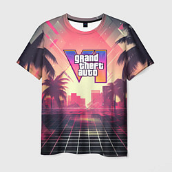 Футболка мужская GTA 6 retro abstract logo, цвет: 3D-принт