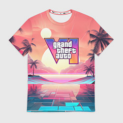 Футболка мужская GTA 6 retro abstract, цвет: 3D-принт