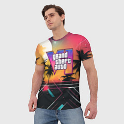 Футболка мужская GTA 6 night logo, цвет: 3D-принт — фото 2