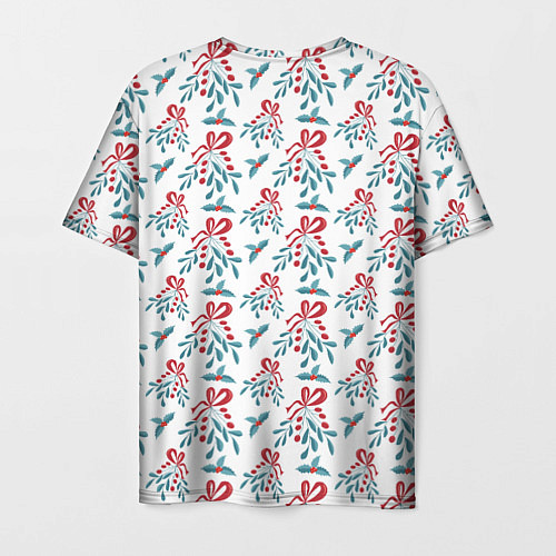 Мужская футболка Веточки омелы и остролиста для праздника / 3D-принт – фото 2