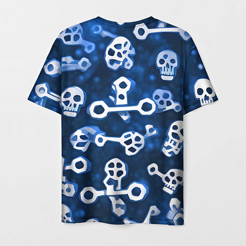 Мужская футболка Белые черепки и кости на синем / 3D-принт – фото 2