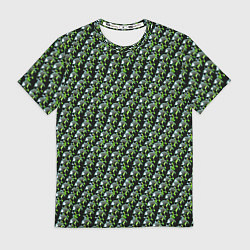 Мужская футболка Зелёные черепа на чёрном фоне