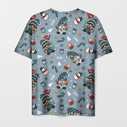 Мужская футболка Новогодний паттерн с гномами / 3D-принт – фото 2