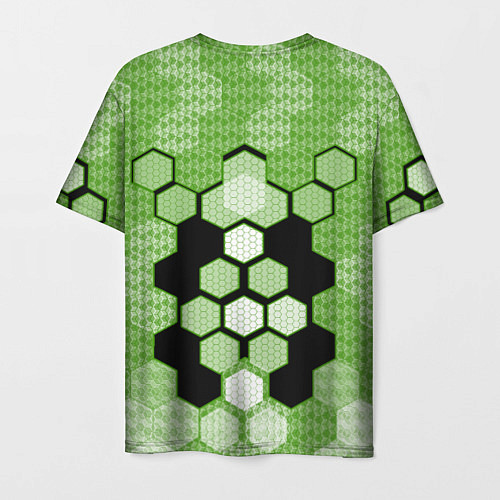 Мужская футболка Зелёная кибер броня hexagons / 3D-принт – фото 2