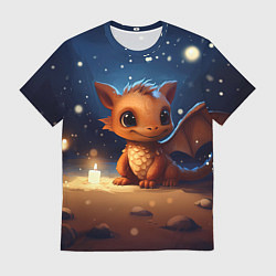 Футболка мужская Милый дракончик под снегом, цвет: 3D-принт